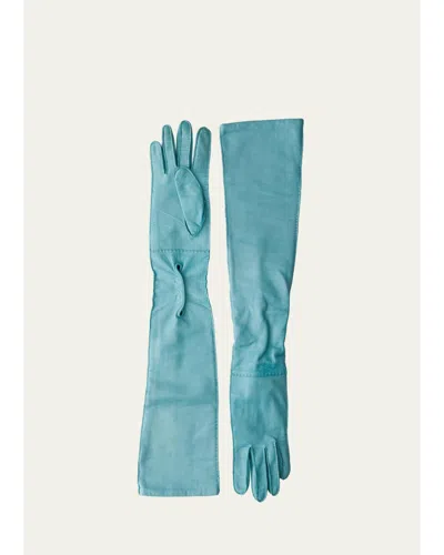 Prada Long Nappa Leather Gloves In Anice