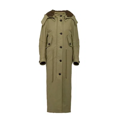Prada Long Parka Coat In Gray