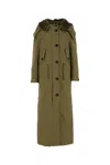 Prada Army Green Satin Cotton Parka Coat In Green