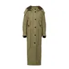 Prada Army Green Satin Cotton Parka Coat In Green