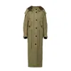 Prada Army Green Satin Cotton Parka Coat In Green