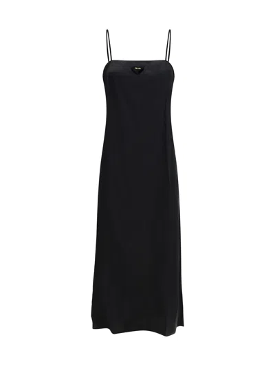 Prada Long Silk Slip Dress In Black