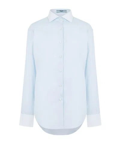 Prada Long Sleeve Blouse In Blue