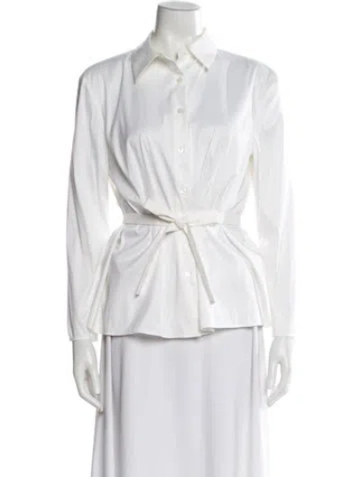 Pre-owned Prada Long Sleeve Button-up Top In White