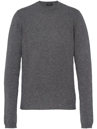 Prada Mens Grey Re-cashmere Crewneck Jumper In Gray