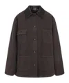 Prada Canvas Cotton Jacket Leather Collar In Brown