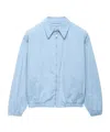 Prada Elasticated-cuff Embroidered-logo Jacket In Blue