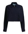 Prada Poplin Jacket Featuring Front Pockets Buttons In Blue