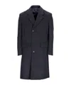 Prada Tailored Grey Coat With Notched Lapel In Black