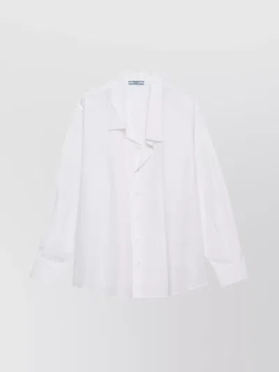 PRADA LONG SLEEVE COLLARED SHIRT WITH CUFFED SLEEVES
