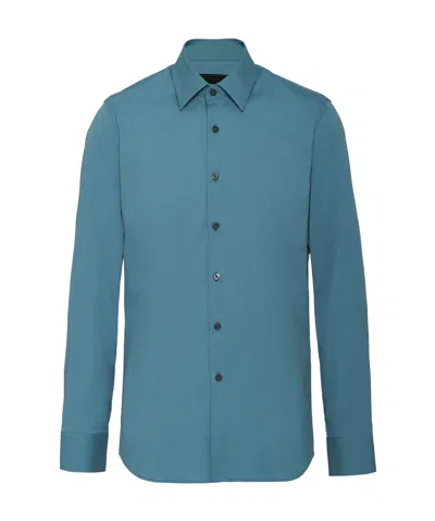 Prada Long-sleeve Cotton-blend Shirt In Blue
