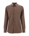 Prada Long-sleeve Cotton-blend Shirt In Brown