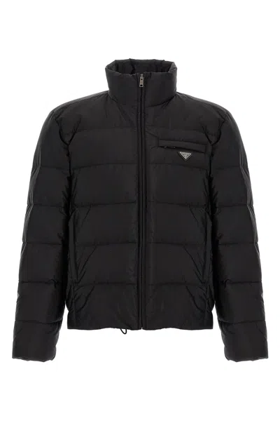 Prada Long Sleeve Cotton Coat In Black
