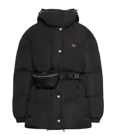 Prada Long Sleeve Cotton Coat In Black