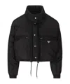 Prada Re-nylon Cropped Down Jacket In Black
