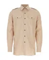 Prada Long-sleeve Cotton Shirt In Nude