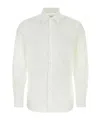 Prada Mens White 100% Cotton Poplin Shirt With Nacre Buttons And Side Slits In White