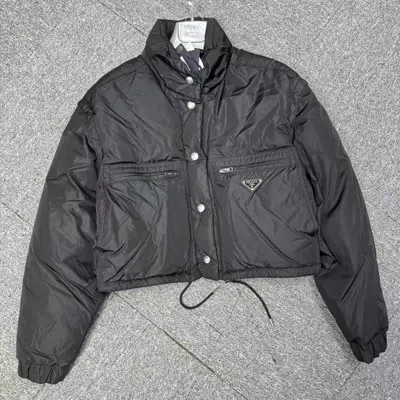 Prada Long Sleeve Down Jacket In Black