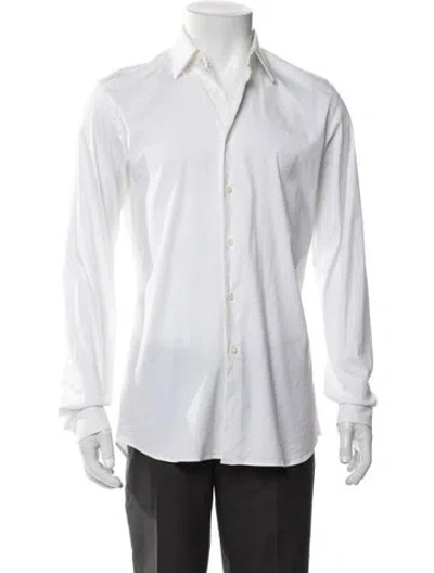 Pre-owned Prada Long Sleeve Dress Shirt In White