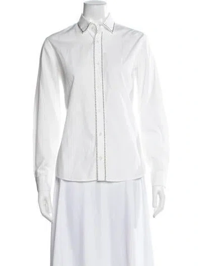 Pre-owned Prada Long Sleeve Dress Shirt In White