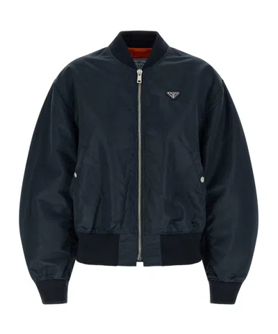 PRADA PRADA TRIANGLE-LOGO ZIP-UP BOMBER JACKET