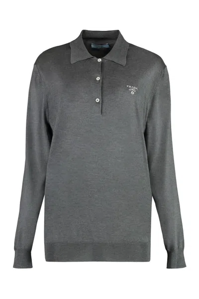 PRADA PRADA LONG SLEEVE KNIT POLO SHIRT