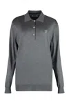 Prada Women's Long Sleeve Knit Polo Shirt In Grey