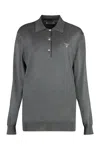 Prada Women's Long Sleeve Knit Polo Shirt In Grey