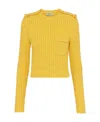 Prada Wool And Cashmere Crew-neck Sweater In Yellow