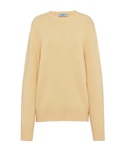 Prada Long-sleeve Knitted Jumper In Yellow