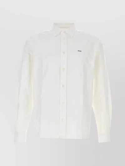 PRADA LONG SLEEVE POINT COLLAR OXFORD SHIRT