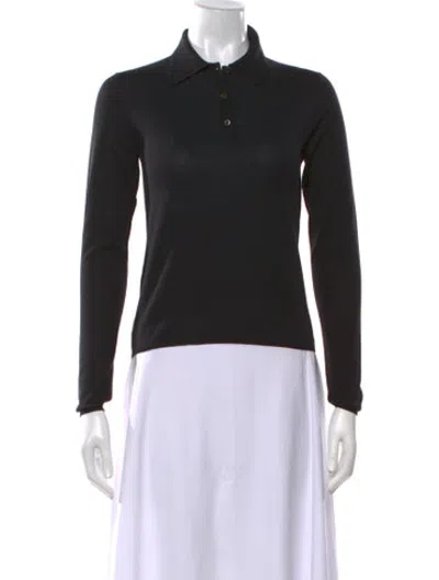Pre-owned Prada Long Sleeve Polo In Black
