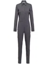 Prada Streamlined Stretch Poplin Jumpsuit In Grau