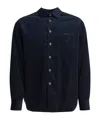Prada Men's Cashmere And Cotton Corduroy Snap-front Overshirt In Blue