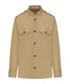 Prada Cotton Poplin Shirt Tailored Collar Button Epaulettes In Burgundy