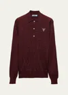 Prada Knitwear With Polo Collar And Ribbed Cuffs In F0399 Amaranto
