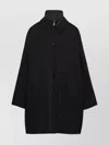 Prada Long Sleeve Single Breasted Coat With Side Pockets And Back Vent In Black