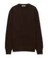 Prada Crew Neck Sweater In Cashmere Wool In Brown