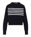 Prada Maglione In Cotone Blu Scuro Donna In Black