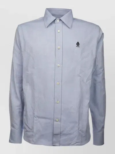 Prada Long Sleeve Tailored Shirt Straight Cut In Blue