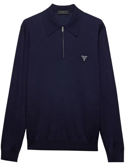 PRADA LONG-SLEEVE WOOL POLO SHIRT