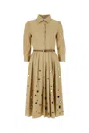 Prada Mirror Embellished Belted Midi Dress In Corda