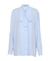 Prada Jacquard Crepe De Chine Blouse In Blue