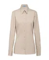 Prada Poplin Button Down Shirt In Nude