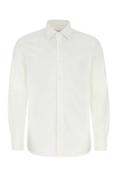 Prada Long Sleeved Buttoned Shirt In Bianco