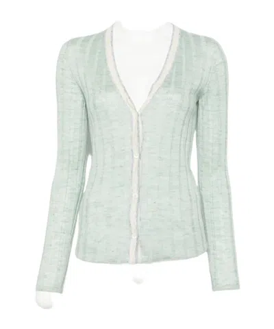 Prada Long-sleeved Cardigan In Green
