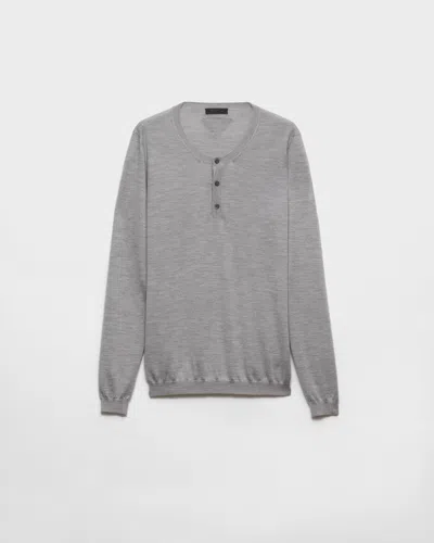 Prada Long-sleeved Cashmere And Silk Sweater In Marmorgrau