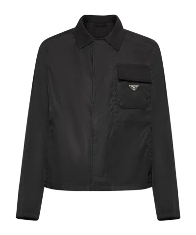 Prada Long-sleeved Casual Jacket In Black