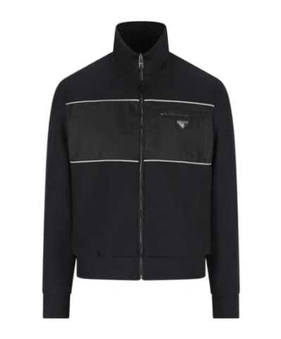 Prada Long-sleeved Casual Jacket In Black