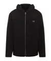 Prada Triangle-logo Velvet Blouson Jacket In Black